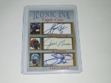 2020 ACEO ICONIC INK WALTER PAYTON JIM BROWN EMMITT SMITH TRIPLE FACSMILE AUTOGRAPH CARD