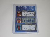 2020 ACEO ICONIC INK TRIPLE - CAL RIPKEN JR DEREK JETER ERNIE BANKS TRIPLE FACSMILE AUTOGRAPH