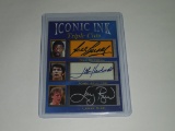 2020 ACEO ICONIC INK TRIPLE CELTICS BILL RUSSELL JOHN HAVLICEK LARRY BIRD TRIPLE FACSMILE AUTOGRAPH