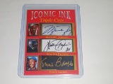 2020 ACEO ICONIC INK TRIPLE CUTS CHICAGO MICHAEL JORDAN WALTER PAYTON ERNIE BANKS FACSMILE AUTOGRAPH