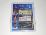 2020 ACEO ICONIC INK TRIPLE - BABE RUTH MICKEY MANTLE DEREK JETER TRIPLE FACSMILE SIGNATURE CARD NYY