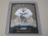 2004 BOWMAN CHROME BASEBALL #341 TIM STAUFFER AUTOGRAPHED CHROME ROOKIE CARD SAN DIEGO PADRES