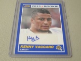 2013 PANINI SCORE FOOTBALL - KENNY VACCARO AUTOGRAPHED ROOKIE CARD NEW ORLEANS SAINTS