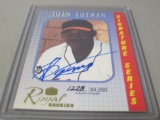 2001 ROYAL ROOKIES - JUAN GUZMAN AUTOGRAPHED ROOKIE CARD #'D 1228/4950