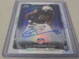 2015 BOWMAN CHROME FOOTBALL - T.J. CLEMMINGS AUTOGRAPHED REFRACTOR ROOKIE CARD