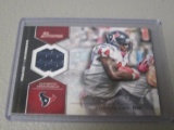 2012 BOWMAN FOOTBALL - BEN TATE INSIDE THE NUMBERS PLAYER WORN JERSEY CARD HOUSTON TEXANS