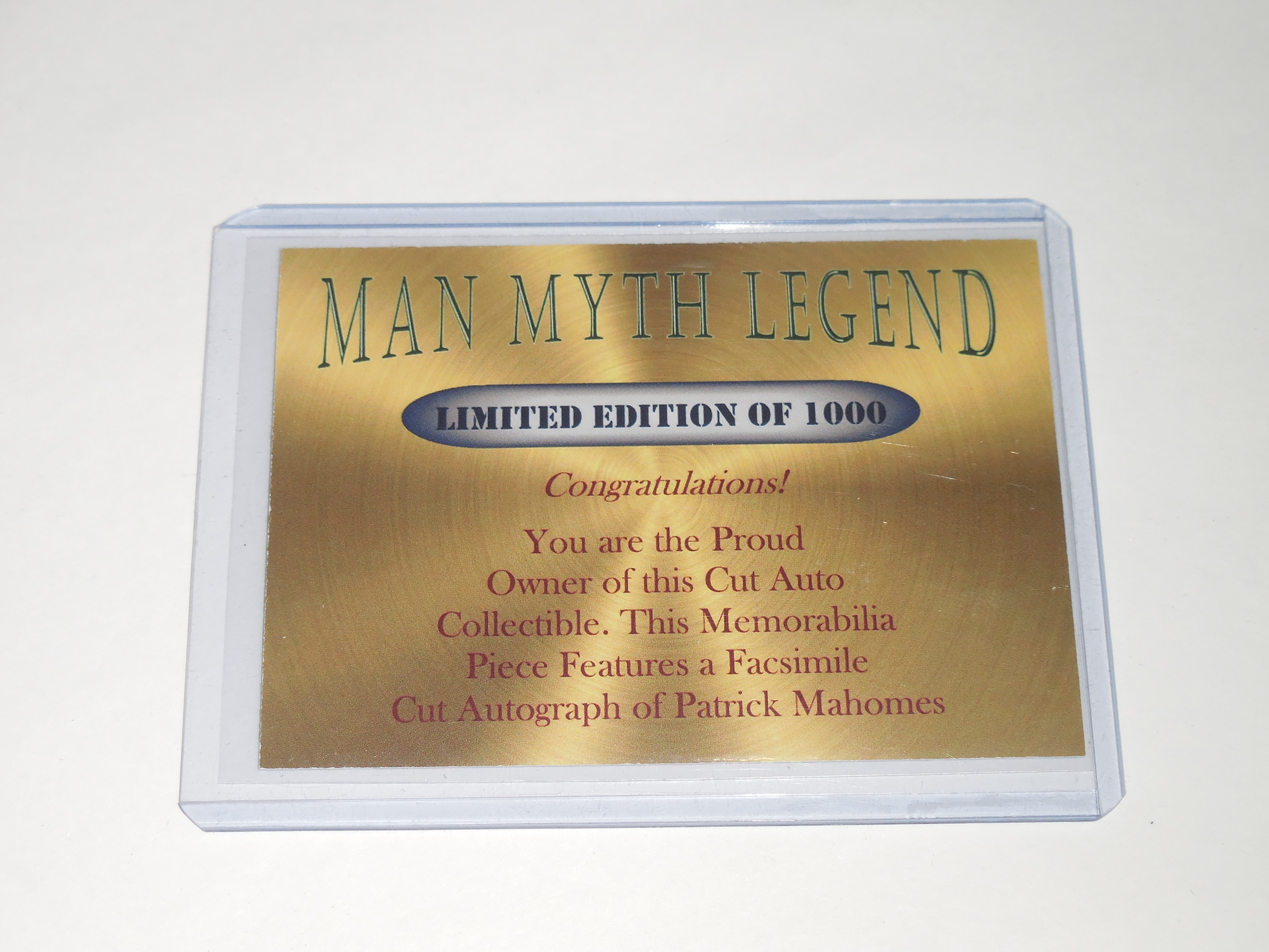 2020 ACEO ICONIC MAN MYTH LEGEND PATRICK MAHOMES | Proxibid
