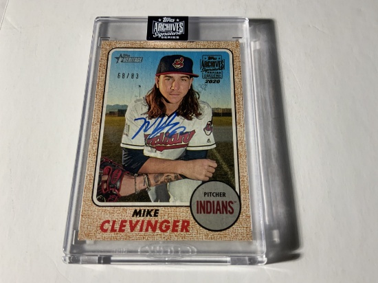 2020 TOPPS HERITAGE MIKE CLEVINGER #649 SIGNED AUTOGRAPHED NUMBERED CARD 68/83