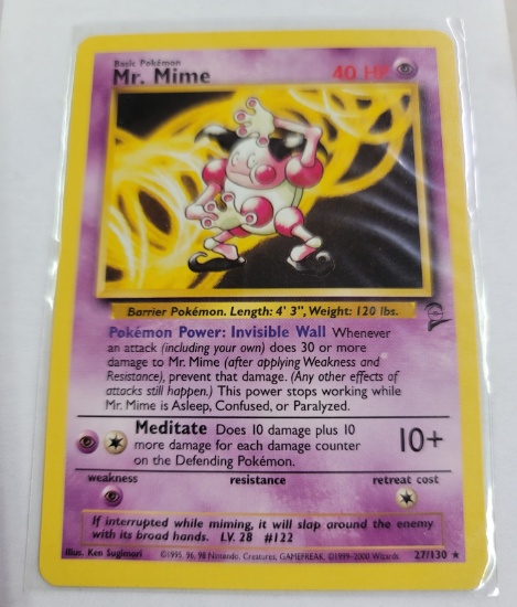 Mr. Mime Pokémon BASE Set 2 #27/130 Rare Non-Holo NM/Mint