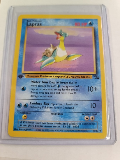 Pokémon 1st Edition LAPRAS #25/62 Non- Holo FOSSIL Set M/NM