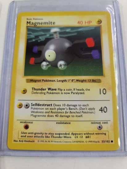 Original POKEMON Base Set SHADOWLESS Magnemite #53/102 Common Card