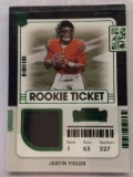 JUSTIN FIELDS RC PATCH 2021 PANINI CONTENDERS ROOKIE TICKET GREEN FOIL INSERT #RSV-JFI