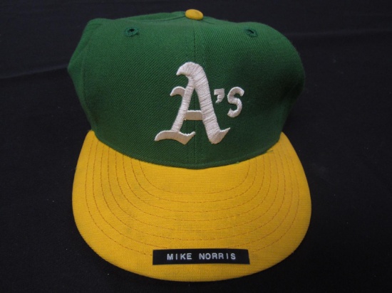 Mike Norris A's game worn hat FSG COA