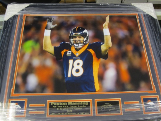 Peyton Manning TD All Time framed to 16x20