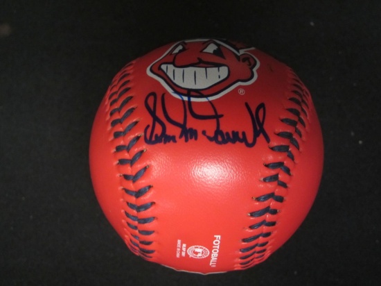 Sam McDowell Indians signed logo baseball COA
