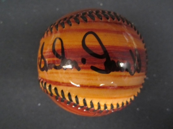 Sam McDowell signed woodgrain baseball COA