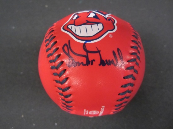 Sam McDowell Indians signed logo baseball COA