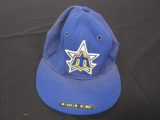 Richie Zisk Mariners auto Game Worn Hat FSG COA