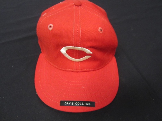 Dave Collins Reds official game worn hat FSG COA