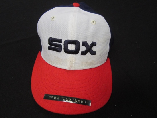 Greg Luzinski White Sox game worn hat FSG COA