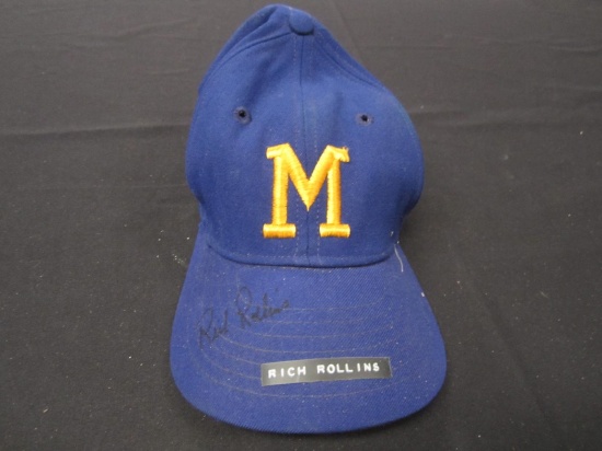 Rich Rollns Brewers Auto Game Worn Hat FSG COA