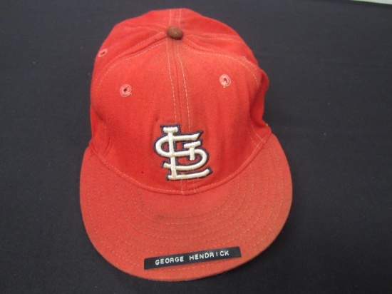 George Hendrick Cardinals game worn hat FSG COA