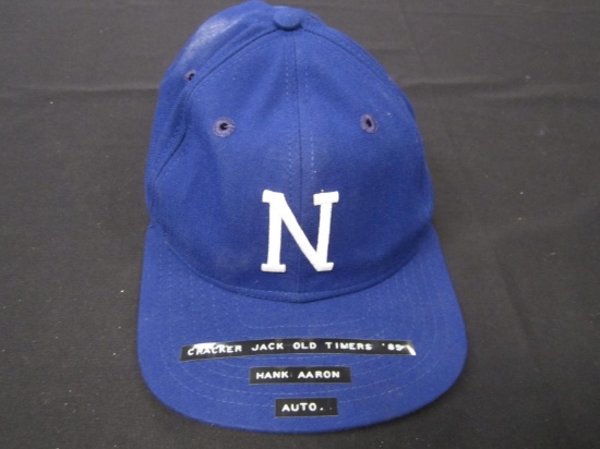 Hank Aaron Old Timers game Auto Hat FSG COA
