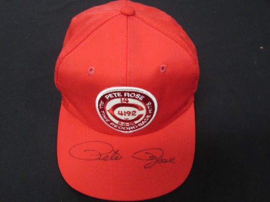 Pete Rose signed Hits Record Hat FSG COA