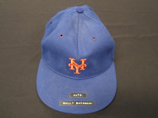 Wally Backman Mets game worn auto hat FSG COA