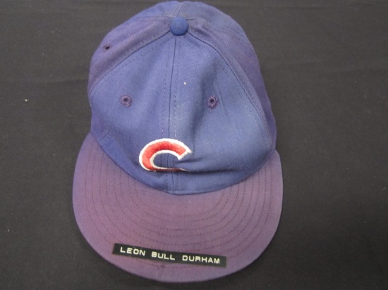 Leon "Bull" Durham Cubs Game Used Hat FSG COA