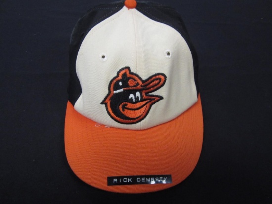 Rick Demsey Orioles signed game used hat COA