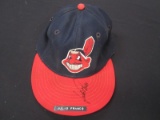 Julio Franco Indians auto game worn hat FSG COA