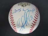 Salvador Perez signed WS baseball JSA COA
