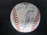 Salvador Perez signed WS baseball JSA COA