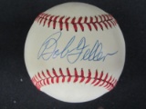 Bob Feller Indians signed OAL baseball CAS COA