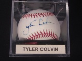 Tyler Colvin Cubs signed baseball CAS COA