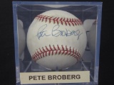 Pete Broberg Mariners signed baseball COA