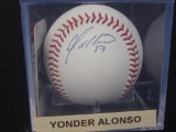 Yonder Alonso Indians signed baseball COA