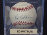 Ed Putman Cubs signed baseball CAS COA