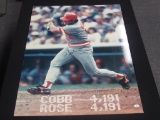 Pete Rose Reds signed POSTER LARGE COA