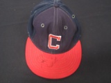 Joe Carter Indians signed game worn hat COA