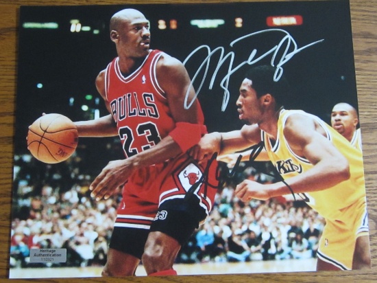 MICHAEL JORDAN AND KOBE BRYANT NBA LEGENDS AUTOGRAPHED 8X10 PHOTO HERITAGE CERTIFIED COA