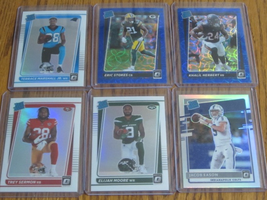 LOT OF 6 2021 PANINI DONRUSS OPTIC RATED ROOKIE PRIZM CARDS SILVER AND BLUE SCOPE