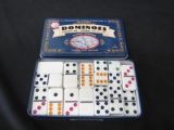 VERY NICE COLOR DOT DOMINOES IN TIN