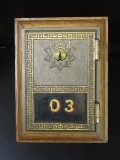 RARE VINTAGE POST OFFICE BOX DOOR COIN BANK VERY NEAT