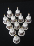 RARE LOT OF 12 THE ROMANCE OF CAMELOT BONE CHINA PORCELAIN BELLS MUST SEE