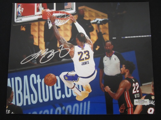 LEBRON JAMES SIGNED AUTOGRAPHED PHOTO WITH HERITAGE CERTIFICATE OF AUTHENTICITY