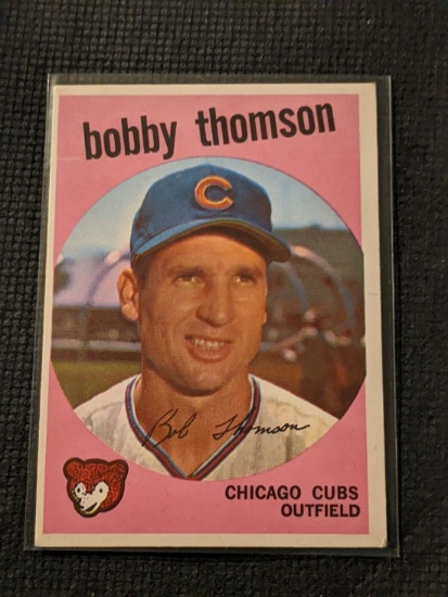 BOBBY THOMSON 1959 TOPPS HAND-SIGNED VINTAGE ORIGINAL CHICAGO CUBS #429