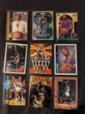 X 9 card Ray Allen bulk lot, includes; Silver Prizm SP, 2000's, Press pass insert, etc,See pictures