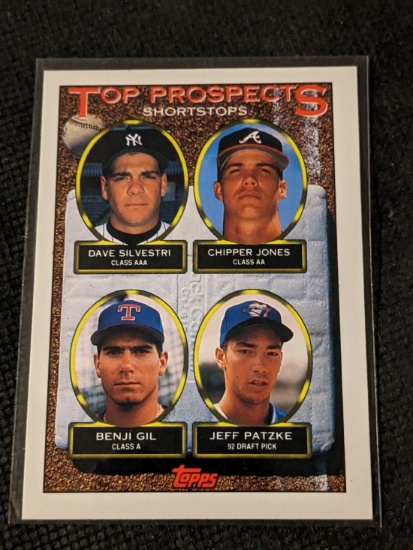 1993 Topps - Top Prospects #529 Dave Silvestri, Benji Gil, Chipper Jones